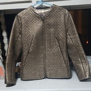 Bottega Giotti Metallic Quilted Leather Jacket Authentic